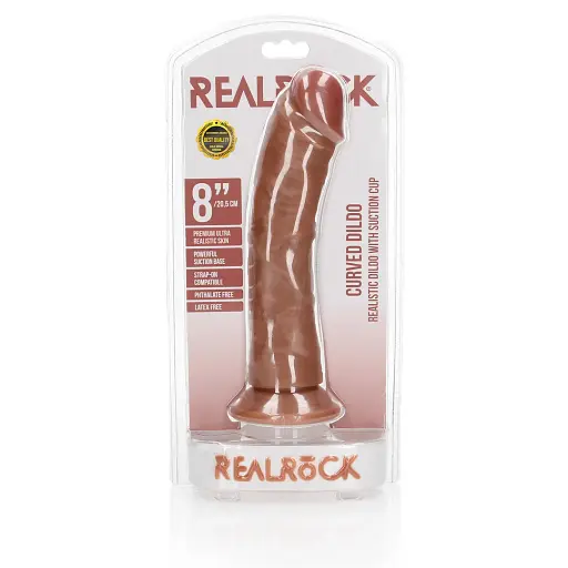 Фалоімітатор RealRock Curved Realistic 8" 20.5 см (тілесний) - фото 6