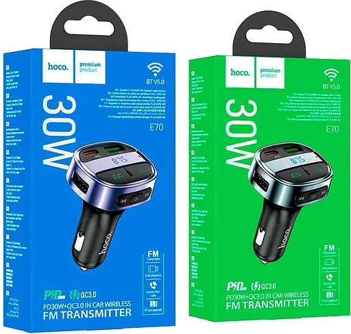 FM-трансмітер Hoco E70 PD30W+QC3.0 Magic Night (765246) [86723] - фото 5