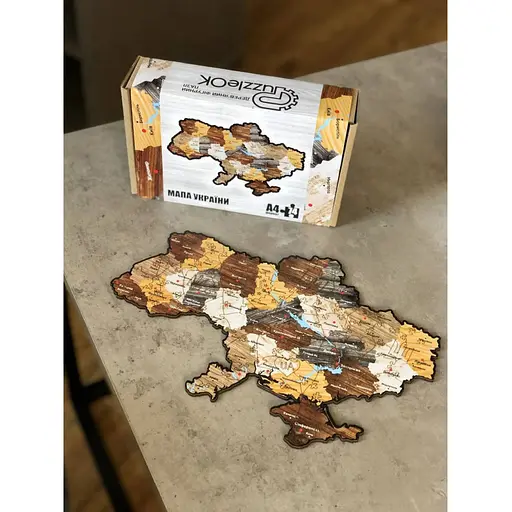 Фігурний дерев'яний пазл PuzzleOK A3 Карта України 74 елементи PuzA3-01210  - фото 2