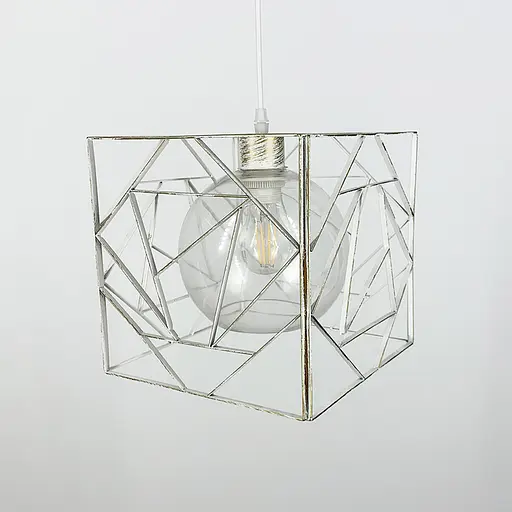 Підвіс Лофт у білому з позолотою корпусі форми куба Line.F 12120/1 WH - фото 2