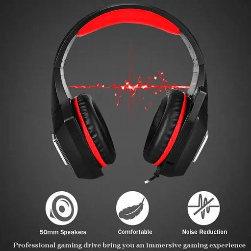 Провідна ігрова гарнітура Hunterspider Gaming with LED V1, USB, 3.5mm, 2m, black-red - фото 10