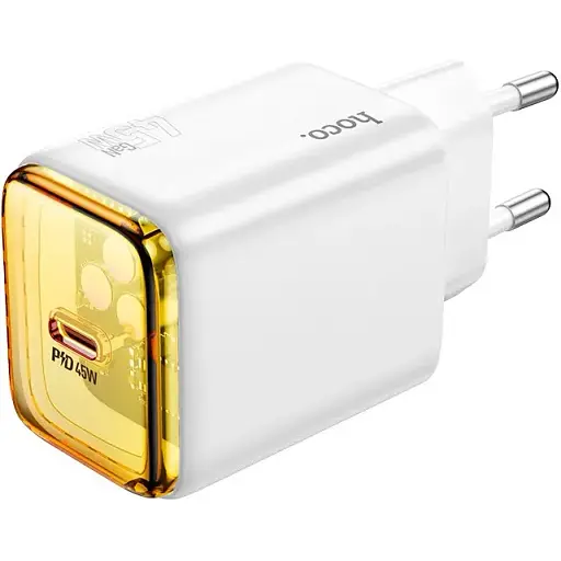 Мережевий зарядний пристрій Hoco N54 Monsoon single port PD45W charger (EU) Білий - фото 1