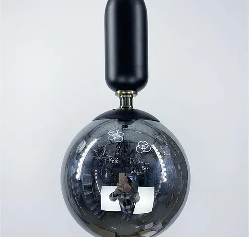 Підвісний світильник в чорному корпусі з об‘ємним графітовим плафоном | Арт. 12015/1 BK+GR | Line F - фото 2