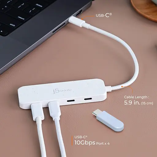 USB-хаб j5create JCH345EW-N USB-C на 4 USB-C, белый (JCH345EW-N) - фото 8