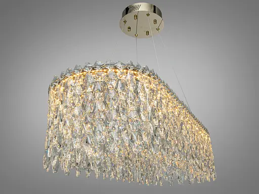 Кристальная светодиодная люстра овал 97 Вт золото - фото 2