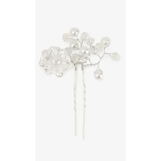 Заколка с украшениями Цветок 18-10-18 Серебряный - фото 1
