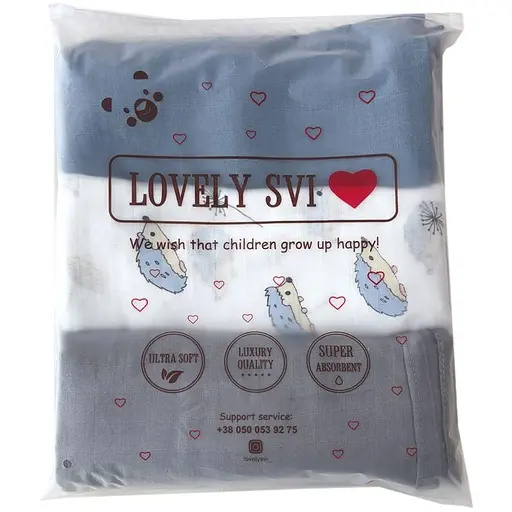 Набор органических пеленок Lovely Svi 3 шт – мягкие, дышащие, размер ХL- 110 x 115 см Ежики (100125) - фото 5