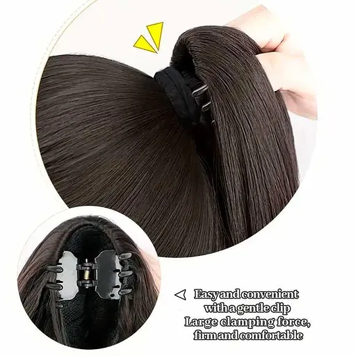 Шиньйон накладний хвіст на шпильці Didaka пряме волосся 50 см "Брюнетка" K0973-1 - фото 6