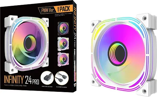 Вентилятор Darkflash INF24 SINGLE(PWM) white 120mm 4PIN+3PIN ARGB Билий (INF24 SINGLE(PWM) white) - фото 5