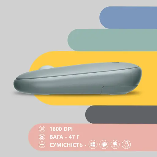 Мишка 2E MF300 Silent Wireless/Bluetooth Ashen Green (2E-MF300WGN) - фото 6