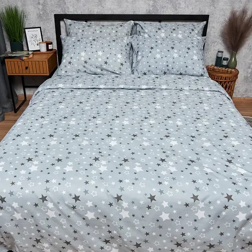 Пододеяльник Moon&Star Бязь Gold Люкс Silver Stars Полуторный Евро 160x220 см - фото 2