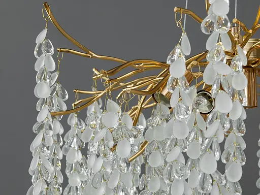 Дизайнерська підвісна кришталева люстра Гліцинія, 8 ламп, золото - фото 4