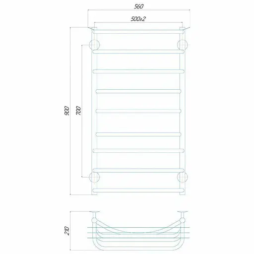 Рушникосушка водяна Deffi Юність П9 500х900 мм Чорний 30412 - фото 2