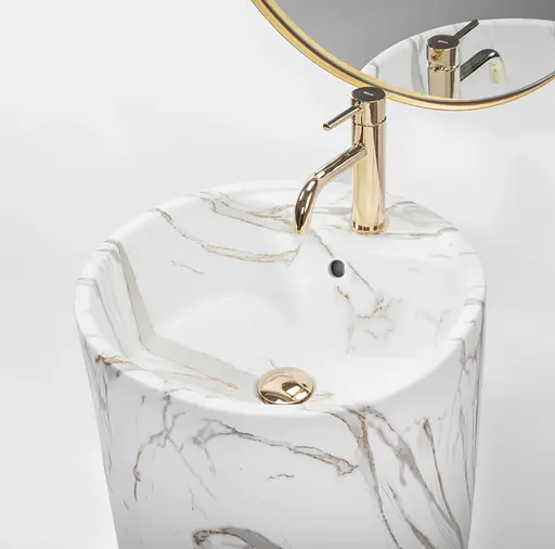 Умивальник Rea Anya lava matt напольний REA-U5803, Мармур - фото 8