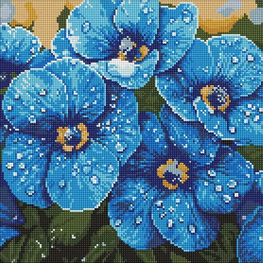 Набір з алмазною мозаїкою на підрамнику Фіалки в росі Ideyka AMO8228, 40x40 см