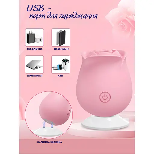 Вибратор Passion Роза вакуумный USB розовый (4821002029587) - фото 3