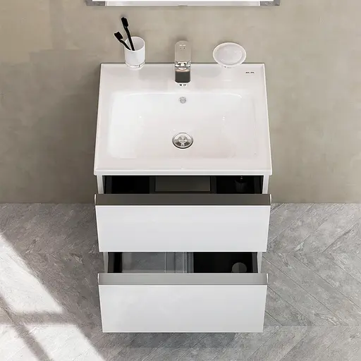 Тумба з умивальником AM.PM X-Joy S підвісна 55 см 2 ящики білий MTA-FHX0552WG-WCC0552WG Білий - фото 7