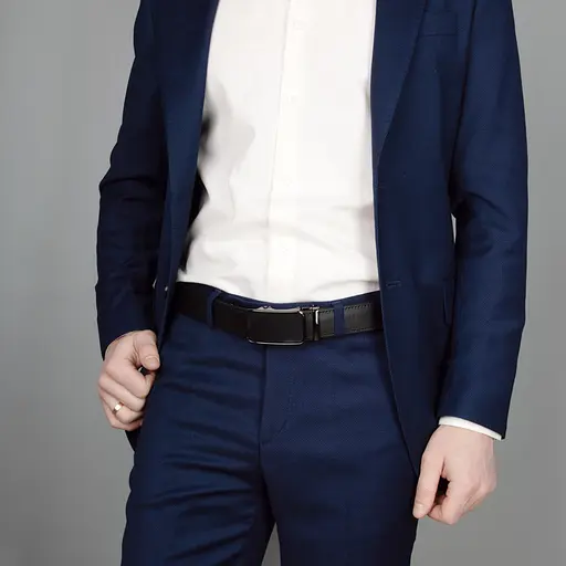 Ремень кожаный мужской черный на автомате SF-3418 (130 см) - фото 5