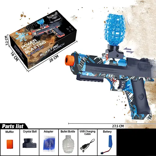 Пістолет на гідрогелевих кульках (орбізах) Power Desert Eagle Blue Metallic - фото 2