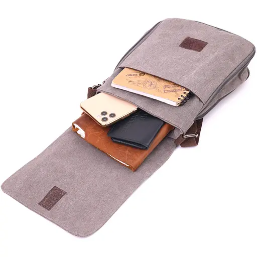 Практична вертикальна чоловіча сумка з текстилю 19х14х2 см Vintage 19х24х2 см sum0021453 - фото 13