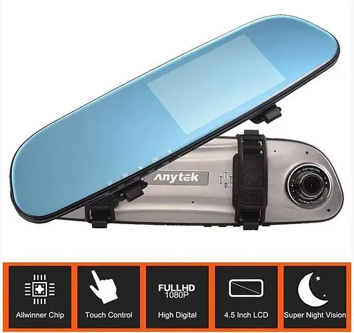 Зеркало видеорегистратор Anytek G77 Full HD 1080P на 2 камеры - фото 4