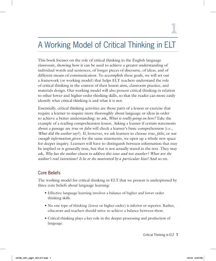 Critical Thinking in ELT. A Working Model for the Classroom - фото 6