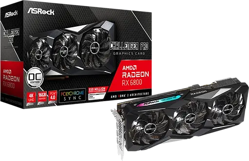 Видеокарта AMD Radeon RX 6800 16GB ASRock Challenger Pro OC (RX6800 CLP 16GO) Б/У - фото 1
