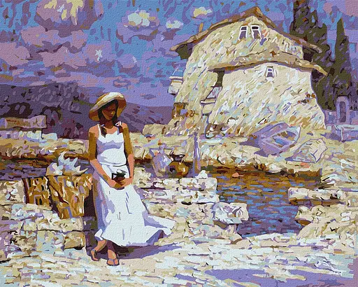 Набір для розпису по номерах Продавчиня сувенірів, 40x50 см, КНО2612