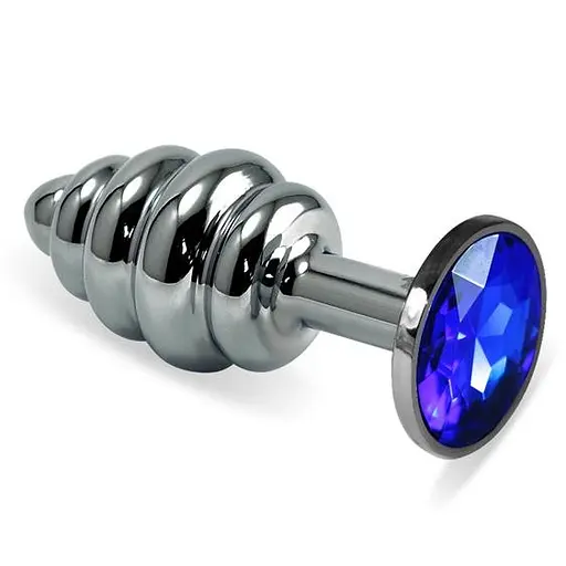 Металева анальна пробка з кристалом Lovetoy Spiral Metal Plug 6.8 см (синій)