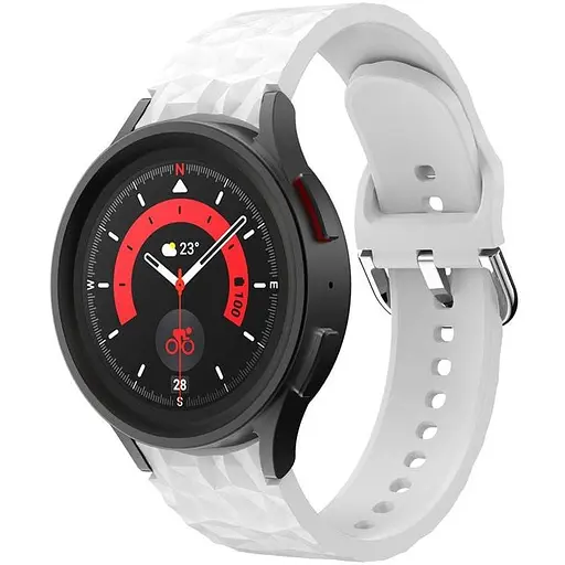 Браслет Diamond для Samsung Galaxy Watch 6 - белый ширина крепления 20мм силикон Watchbands (W28-3WB2114531) - фото 1