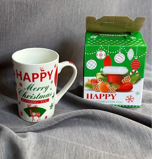 Чашка новогодняя Tanto T3696 керамика в подарочной упаковке 350 мл Белая - фото 3