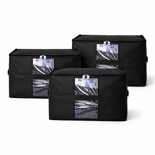 Набір із 3 сумок ORGANIZE  для зберігання ковдр і несезонних речей, 46×32×29 см (чорний) - фото 2