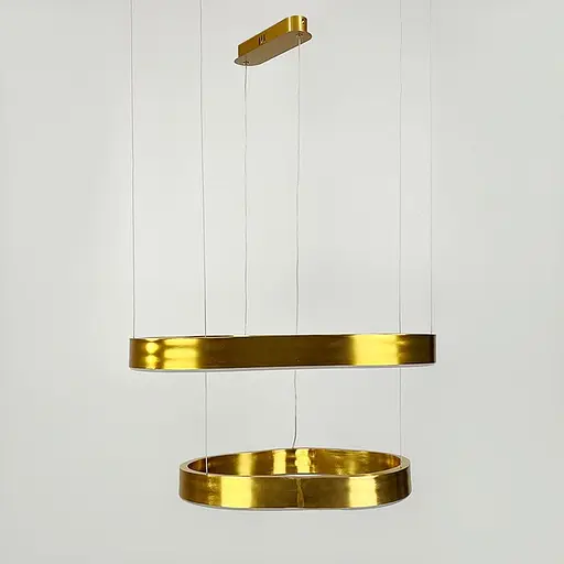 Незвичайна та ефектна люстра на 2 яруси 60+40 см у золотому корпусі | Арт. PCL004-600*400 PGD | Line F - фото 4