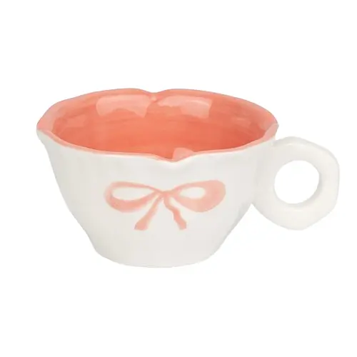 Чашка с блюдцем Нежный бантик 200 мл Розовый - фото 4