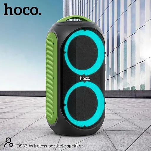 Портативная Вluetooth колонка Hoco DS33 Акустика-караоке с микрофоном и пультом 30Вт 4500 мАч Черный/Зеленый - фото 5