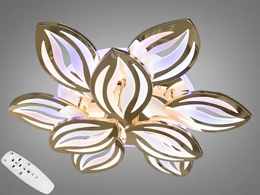 Стельова LED люстра з пультом, димером і підсвічуванням, 165 Вт, золото - фото 1