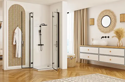 Душевая кабина Rea Hugo 80x80 двойная black REA-K6600, Черный, Универсальная, прозрачная - фото 3