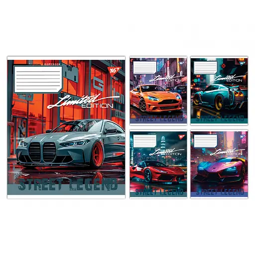 Зошити учнівські 18 аркушів клітинка Yes Street legend, 25 шт. в упаковці