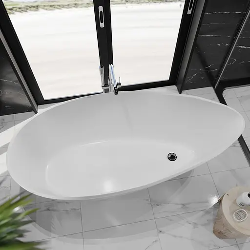 Ванна окремостояча матова Amdcon Santorn 166x78 з литого каменю SANTORN_166_MAT Білий матовий - фото 5