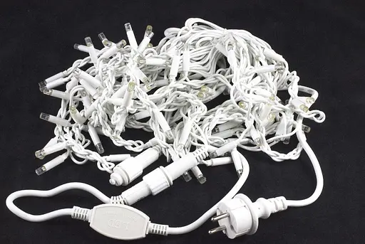 Гирлянда внешняя прямая 200 led белый свет (белый провод) 5мм 20м - фото 4