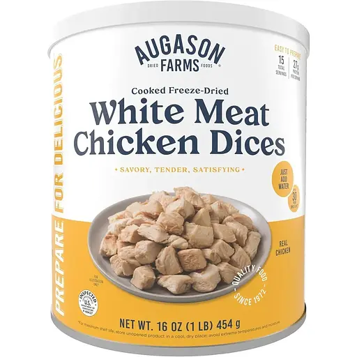 Сублімоване м'ясо курки шматочками Augason Farms з великим терміном придатності 30 років 15 порцій