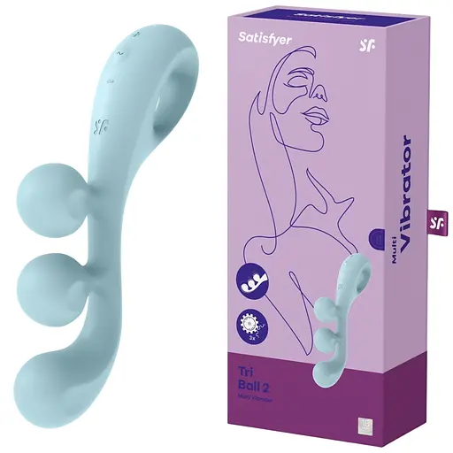 Вібратор для потрійної стимуляції Satisfyer Tri Ball 2 20.5 см блакитний - фото 2