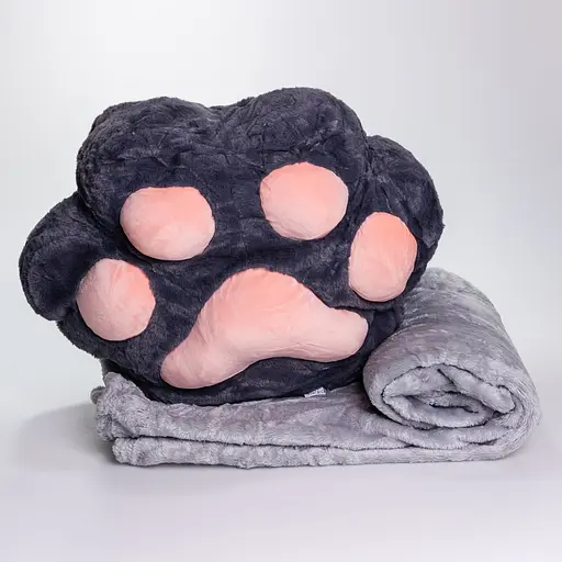 Іграшка-подушка з пледом та муфтою Лапка 40х40х25 см чорний ТМ COLORFUL HOME 520-18B - фото 2