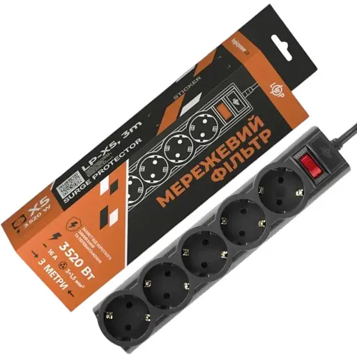 Сетевой фильтр PREMIUM LP-X5 3 м Black (3520 Вт) - фото 1