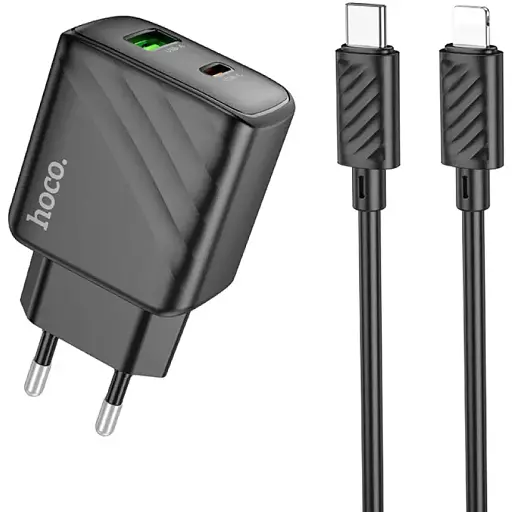 Сетевое зарядное устройство для Hoco CS23A Sunlight dual port PD30W+QC3.0 charger(EU) черный - фото 1