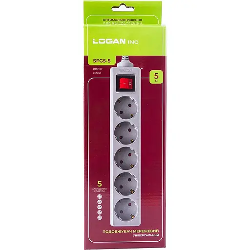 Мережевий фільтр Logan SFG5-5 Grey - фото 3