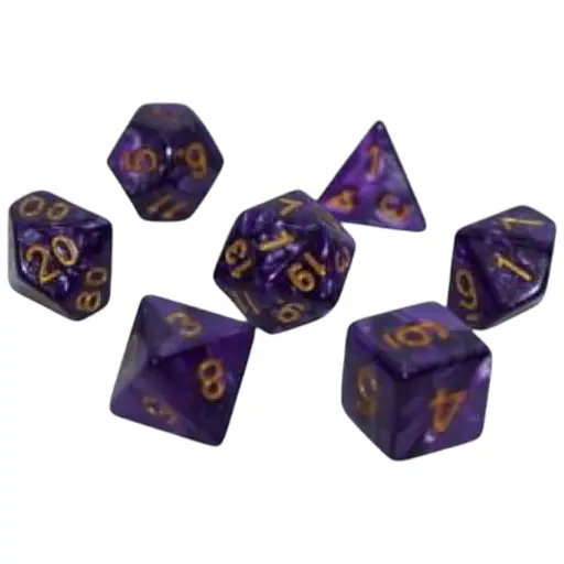 Набір кубиків Pearl 7 Dice Set - Dark Purple (w-gold) , 7 шт. (g7dpearl13)