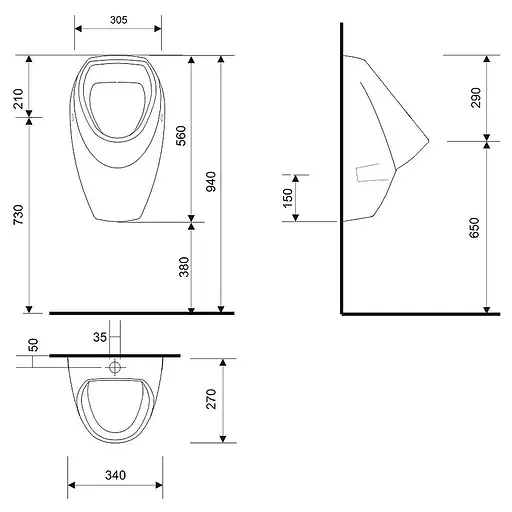 Уринал (писсуар) Cersanit Apollo A101 K11-0025 - фото 3