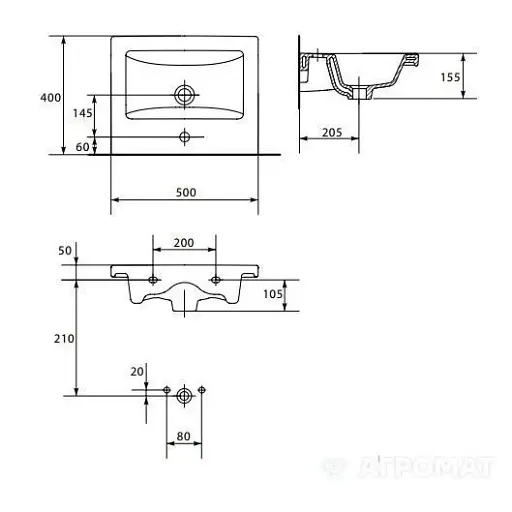 Тумба ПіК Пектораль + раковина Cersanit Como 50 см Білий 30412 - фото 8