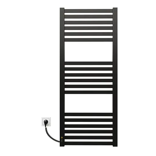 Электрический полотенцесушитель Kosser Герда 1200x500 EL тайм. черный ДГ04EL, Черный матовый, Левое - фото 2